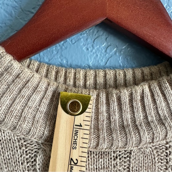 Jantzen Vintage Fair Isle Cable Knit Sweater USA Made Beige Brown Mens XL - Picture 5 of 10